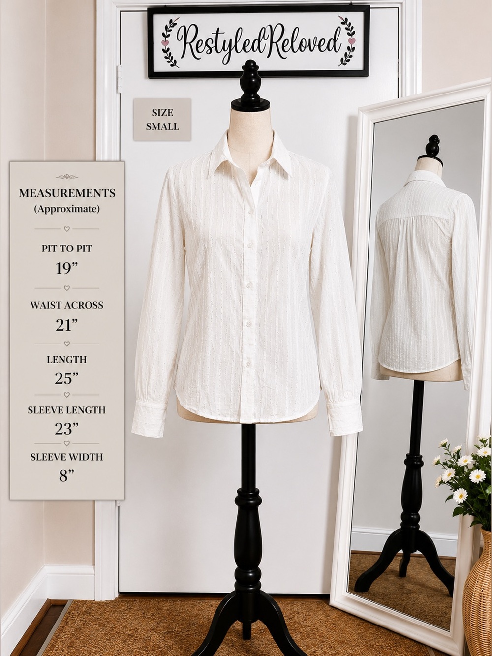 Lulus Textured Swiss Dot Button-Up Blouse White Size Small NWT